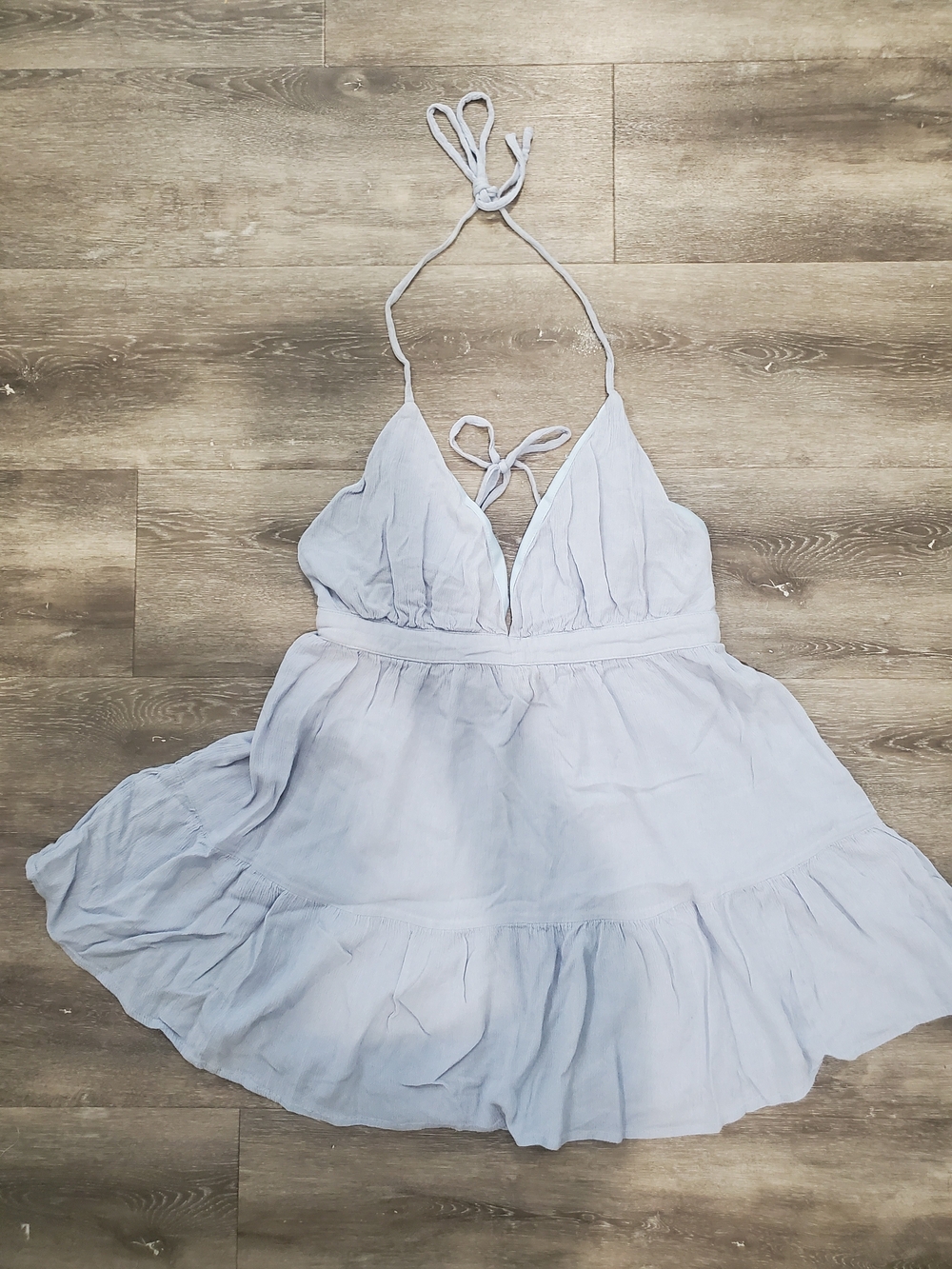 Timing Light Blue Halter Babydoll Top